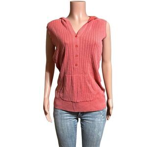 Pulp Sleeveless hooded pull over primrose top with pockets L